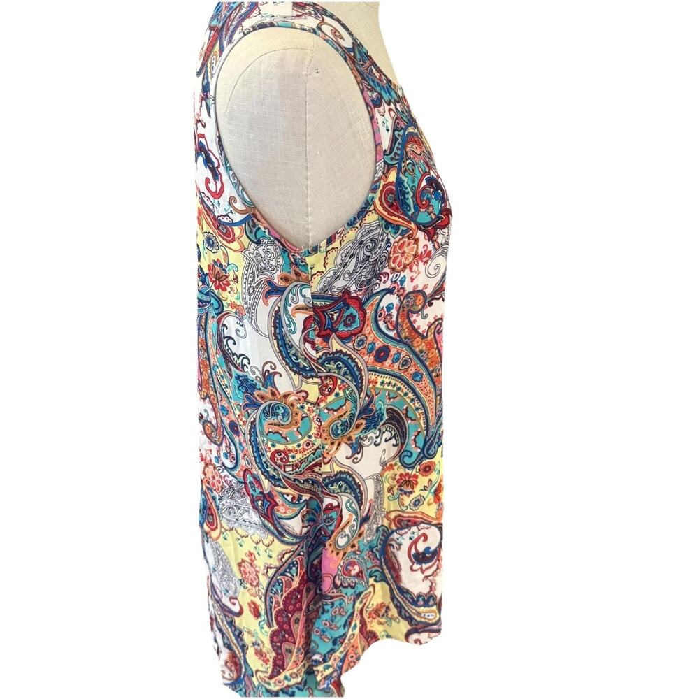 Spedse Blouse Top Womens Medium Multicolor Paisley Sleeveless Round Neck - Picture 3 of 8